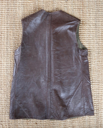 Vintage WW2 ATS horsehide leather jerkin - Land Girl vest - British army waistcoat - military battledress - 37" chest