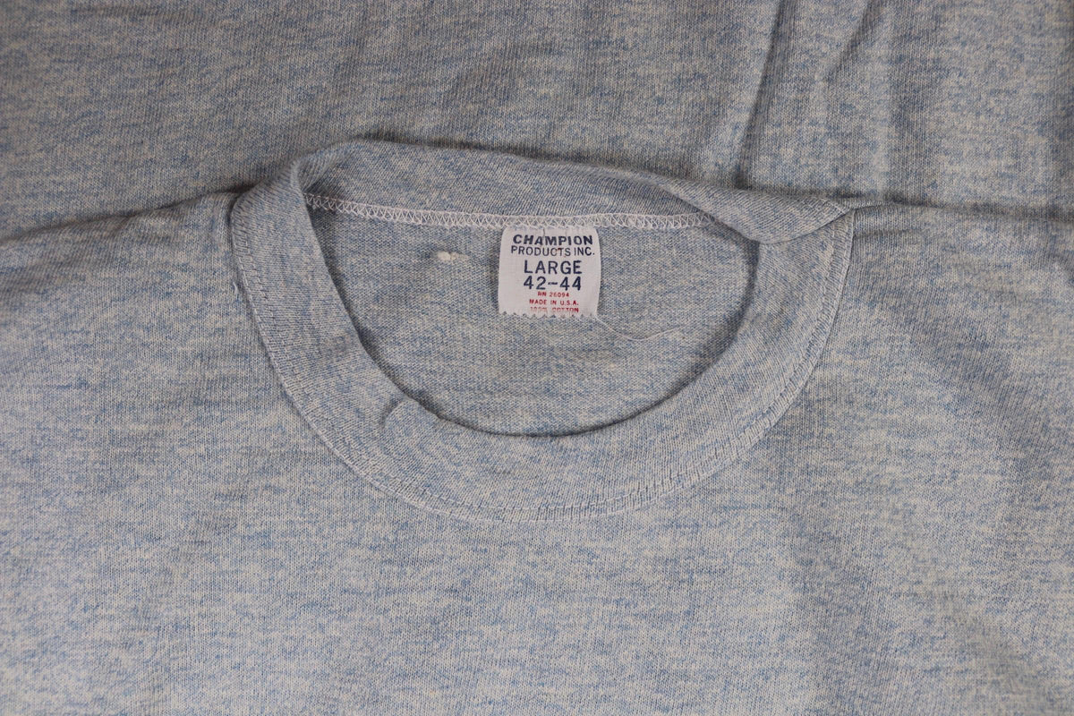Vintage 1960s Champion t shirt - single stitch - blue marl - 38” chest