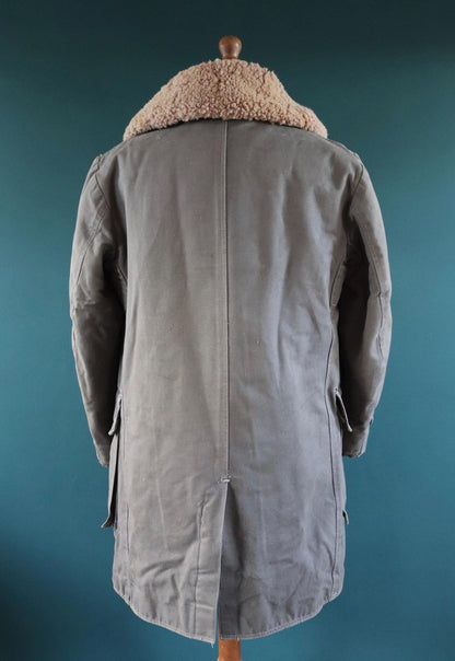 Vintage 1950s Swedish Livpäls sheepskin coat - military greatcoat - 46” chest