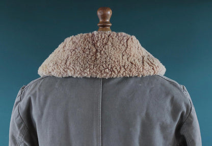 Vintage 1950s Swedish Livpäls sheepskin coat - military greatcoat - 46” chest