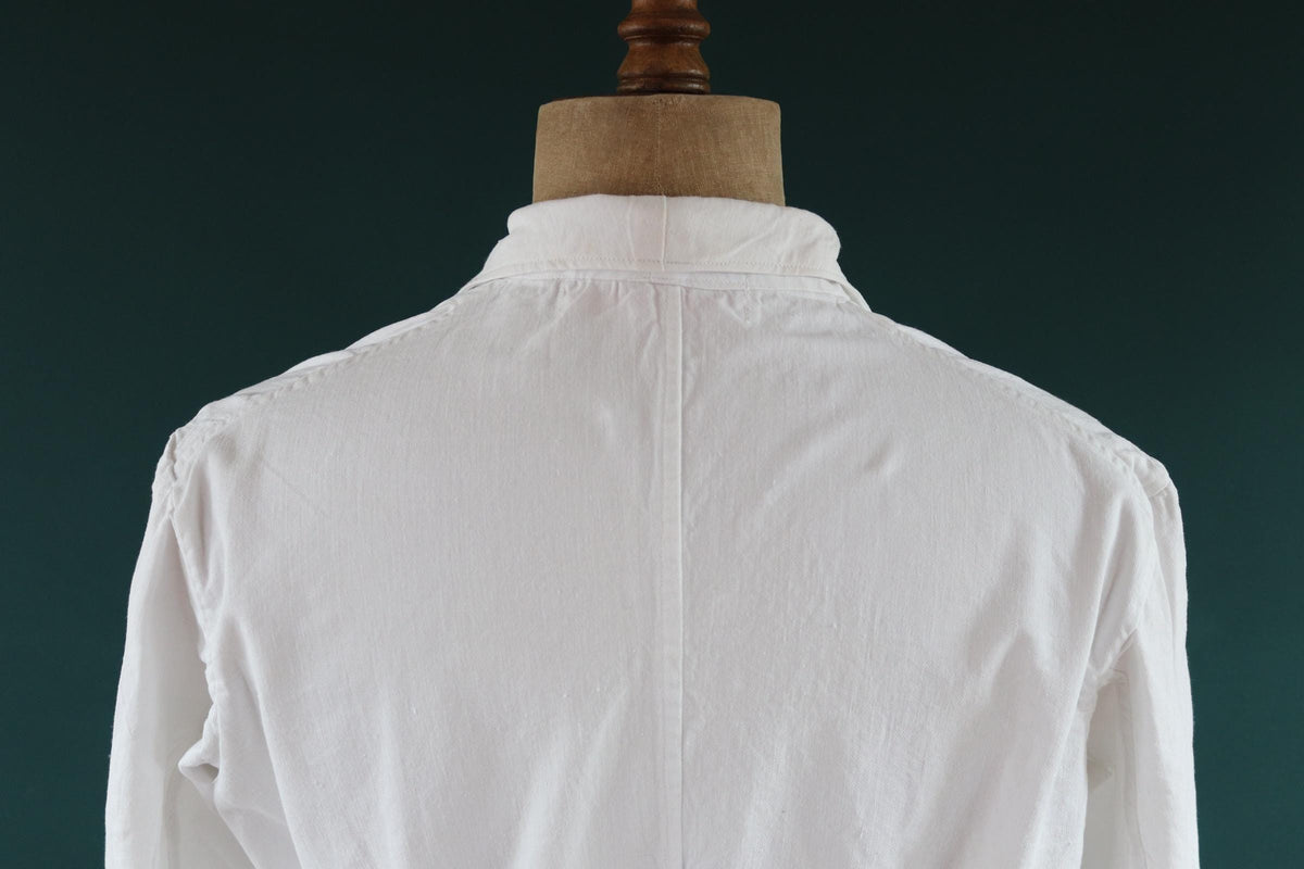 Vintage 1960s French white cotton workwear jacket - belted overalls - 44” chest
