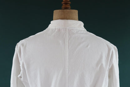 Vintage 1960s French white cotton workwear jacket - belted overalls - 44” chest