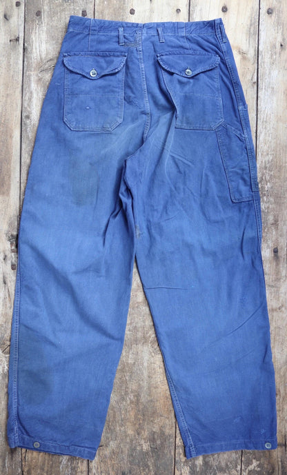 Vintage 1960s workwear trousers - Swedish military utility pants - cotton twill - 31” x 33”