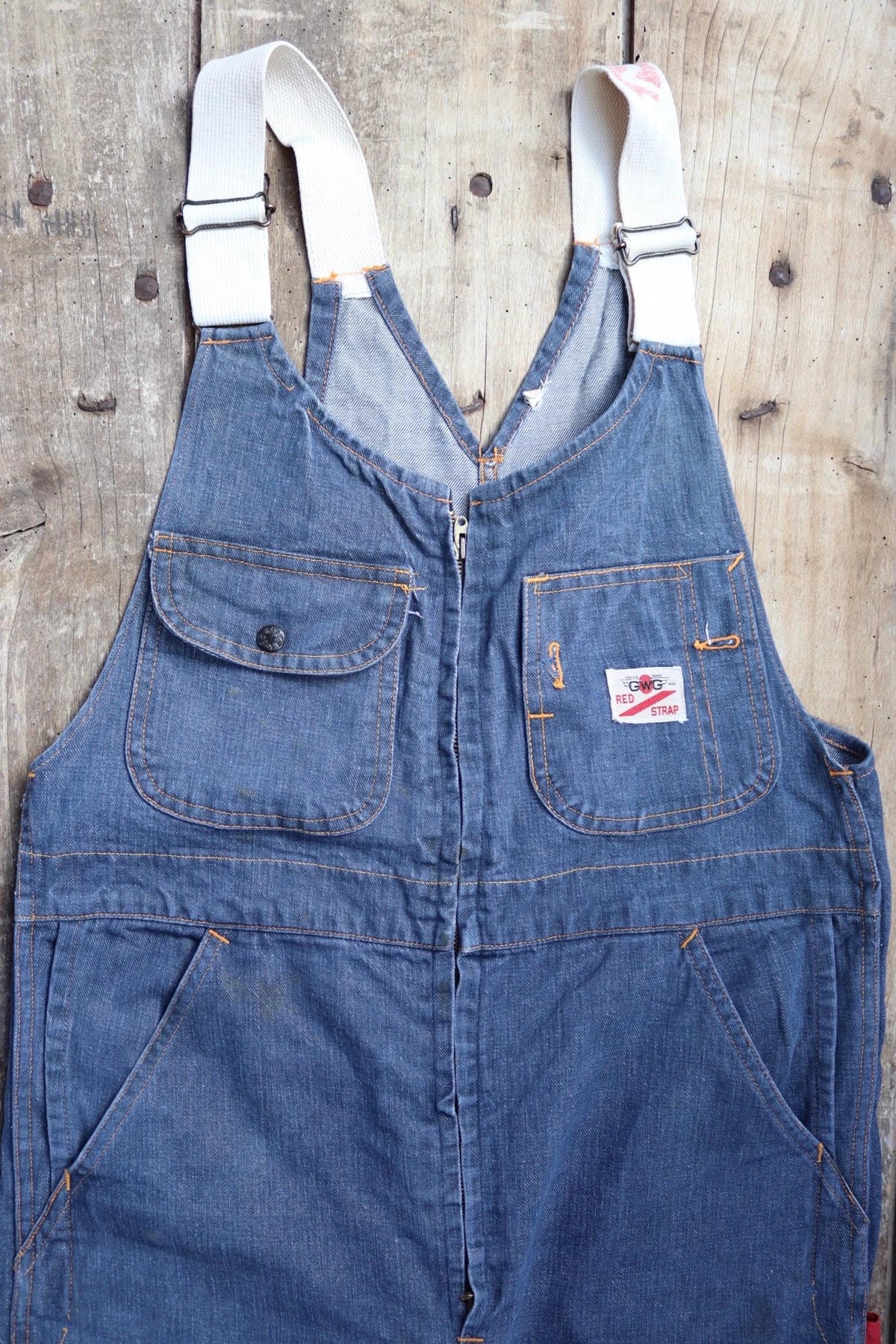 Vintage 1970s GWG denim overalls - workwear dungarees - chore bib and brace - 38” x 28”
