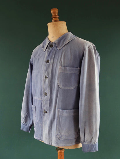 Vintage 1940s French workwear jacket - cotton twill chore coat - 47” chest