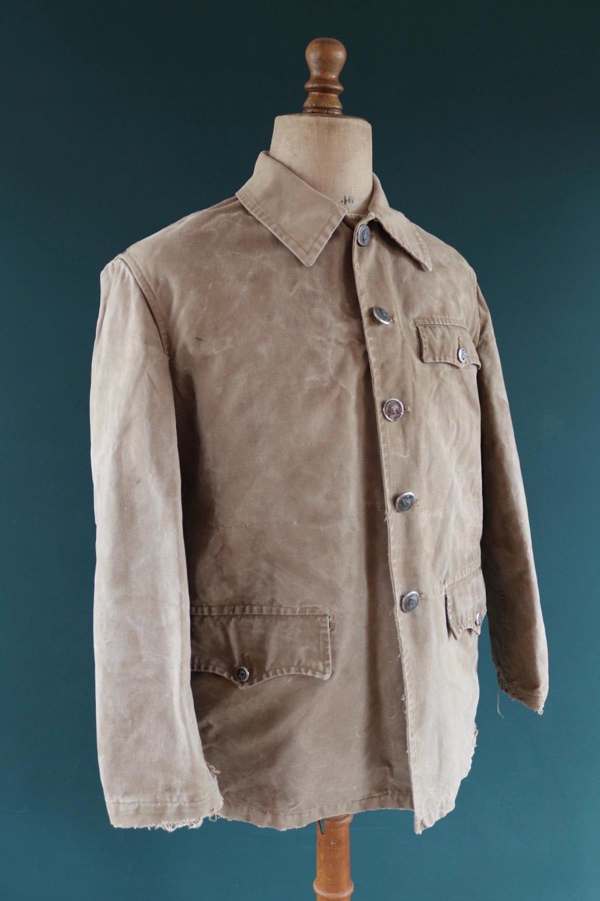 Vintage 1950s French hunting jacket - canvas workwear - chore coat - 46” chest