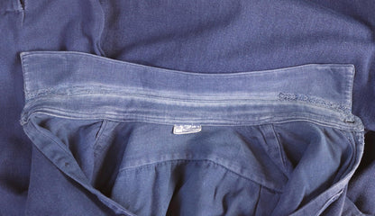 Vintage 1940s French workwear shirt - faded blue cotton - darned and repaired - 44” chest