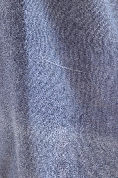 Vintage 1940s French workwear shirt - faded blue cotton - darned and repaired - 45” chest