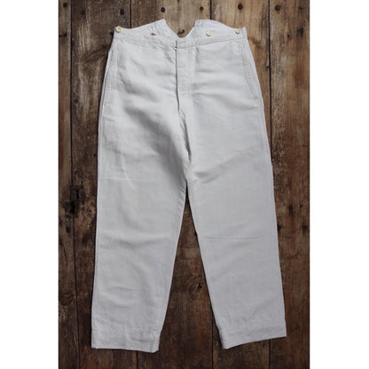 Vintage 1910s French white linen trousers - 32” x 29” - buckle back