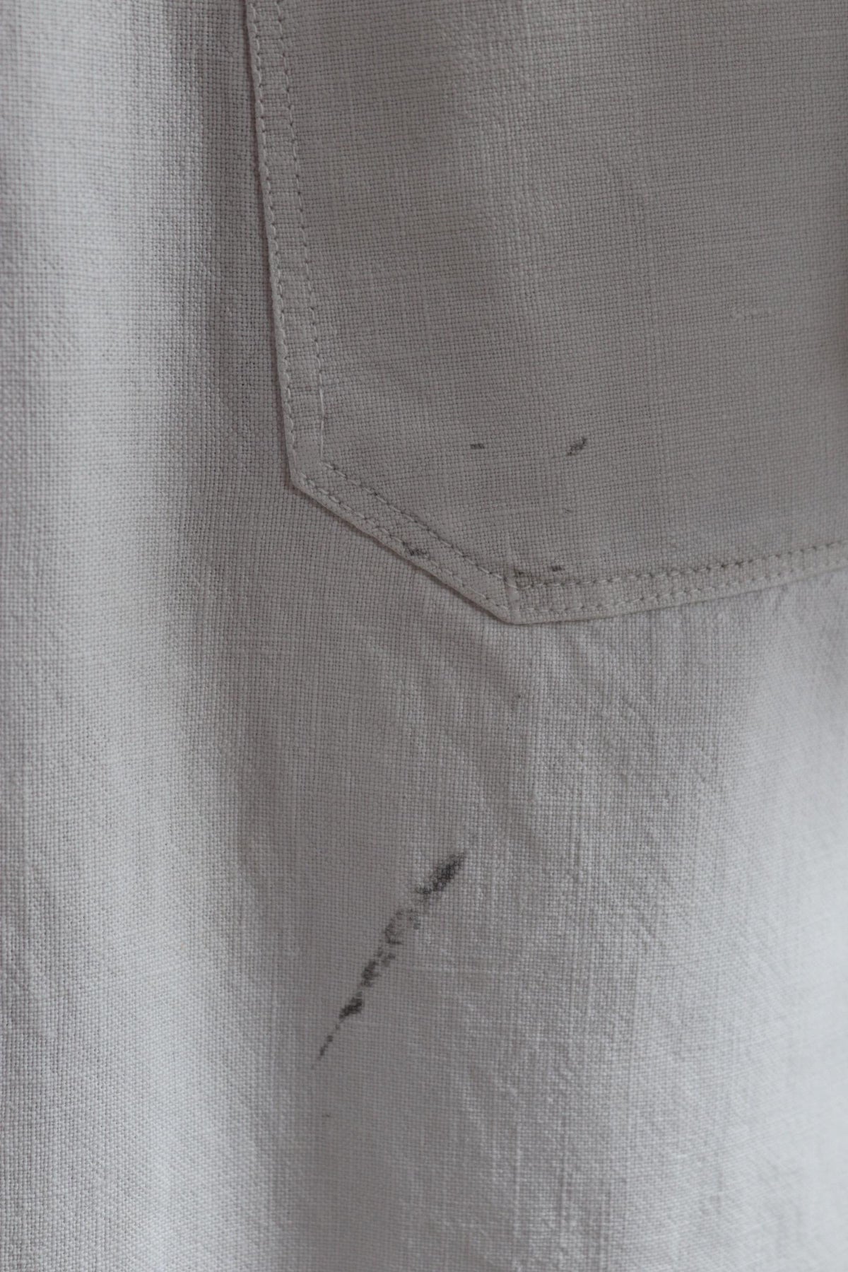 Vintage 1940s French linen workwear jacket - duster chore coat - overalls - 46” chest