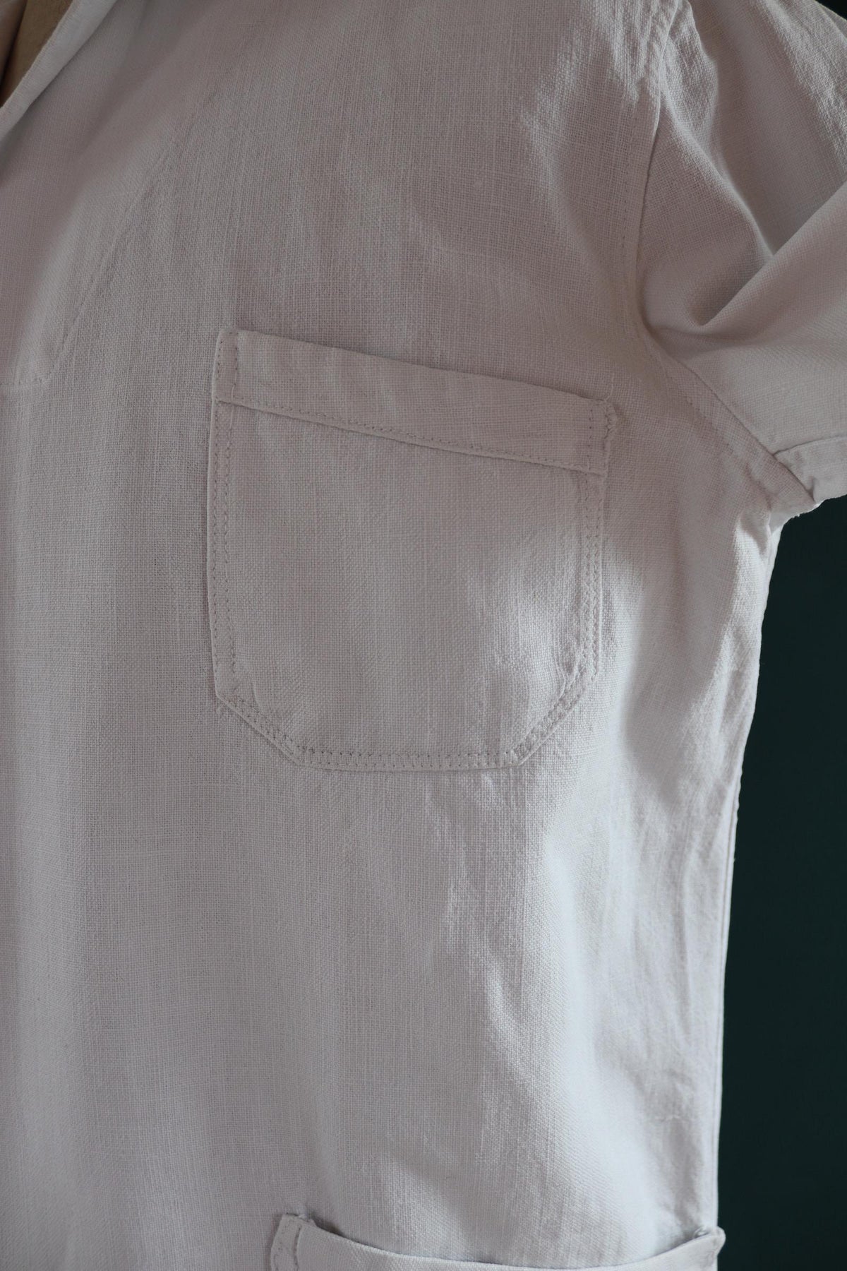 Vintage 1940s French linen workwear jacket - duster chore coat - overalls - 46” chest