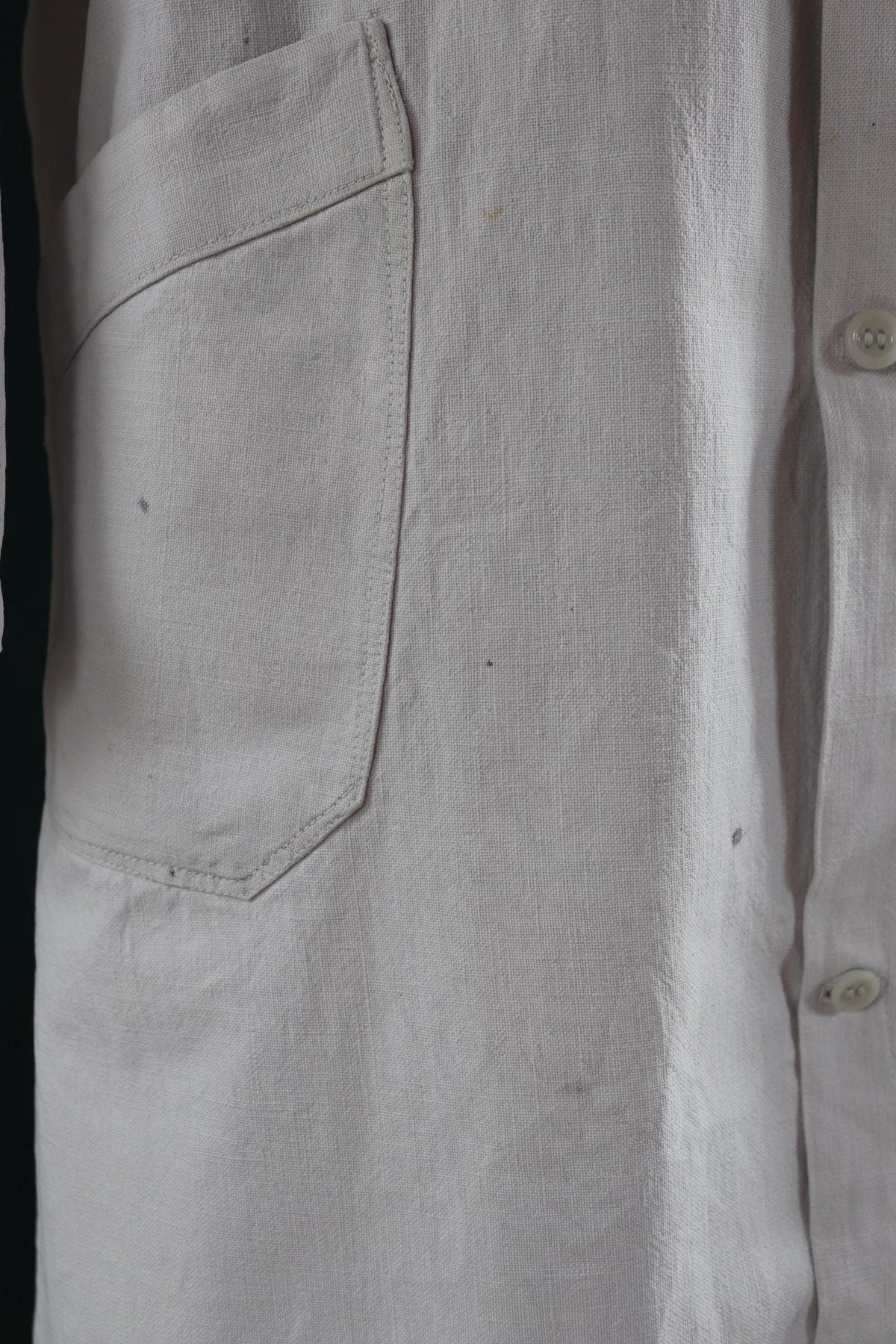 Vintage 1940s French linen workwear jacket - duster chore coat - overalls - 46” chest