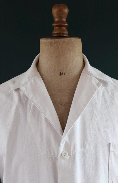 Vintage 1940s French linen workwear jacket - duster chore coat - overalls - 46” chest