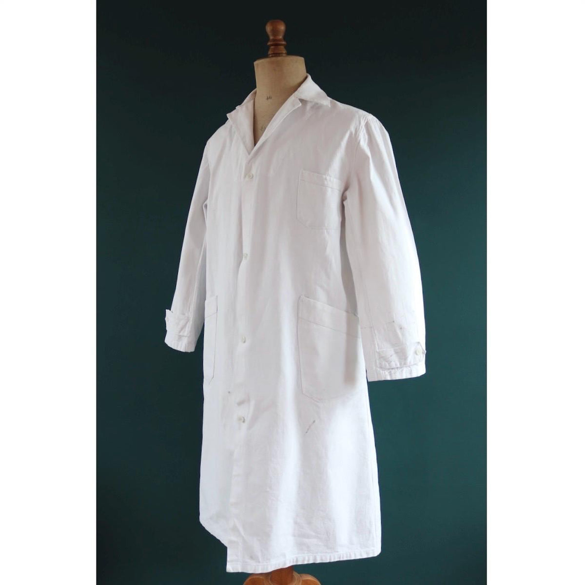 Vintage 1940s French linen workwear jacket - duster chore coat - overalls - 46” chest