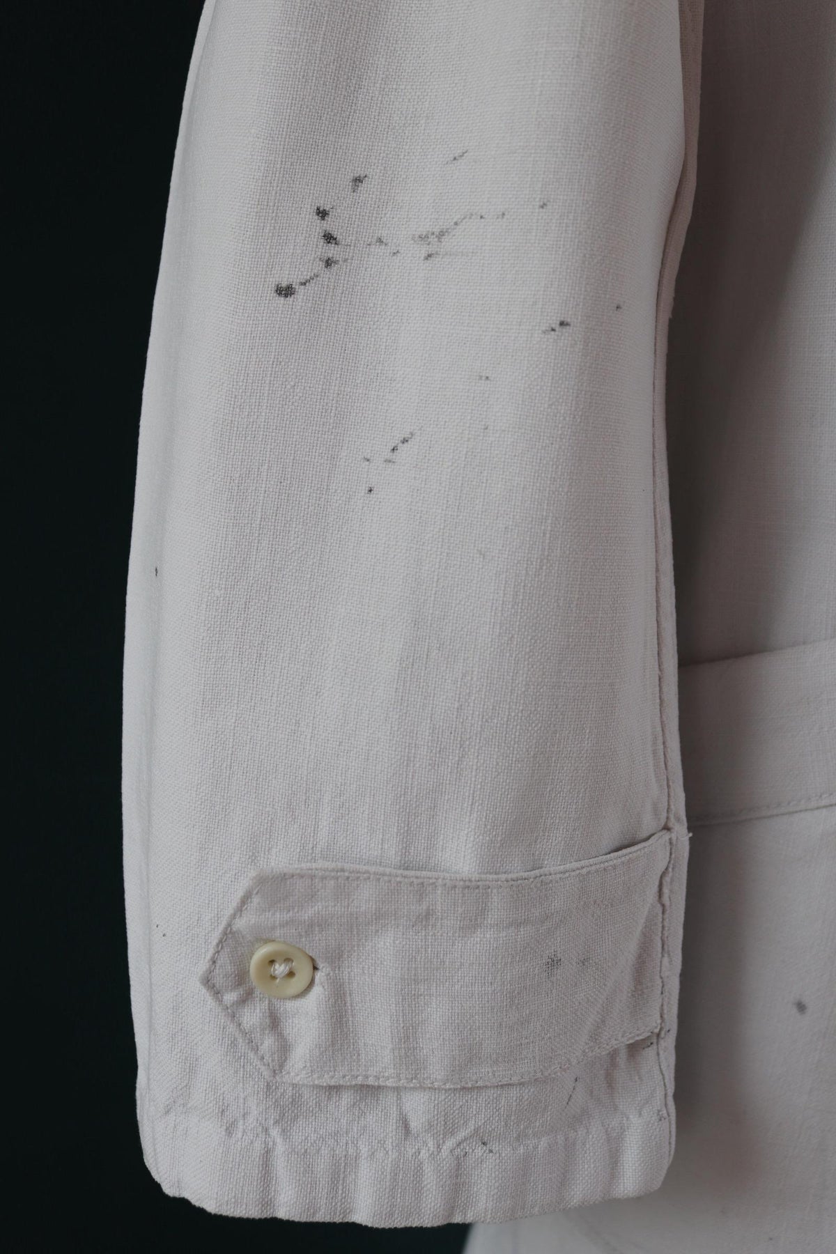 Vintage 1940s French linen workwear jacket - duster chore coat - overalls - 46” chest