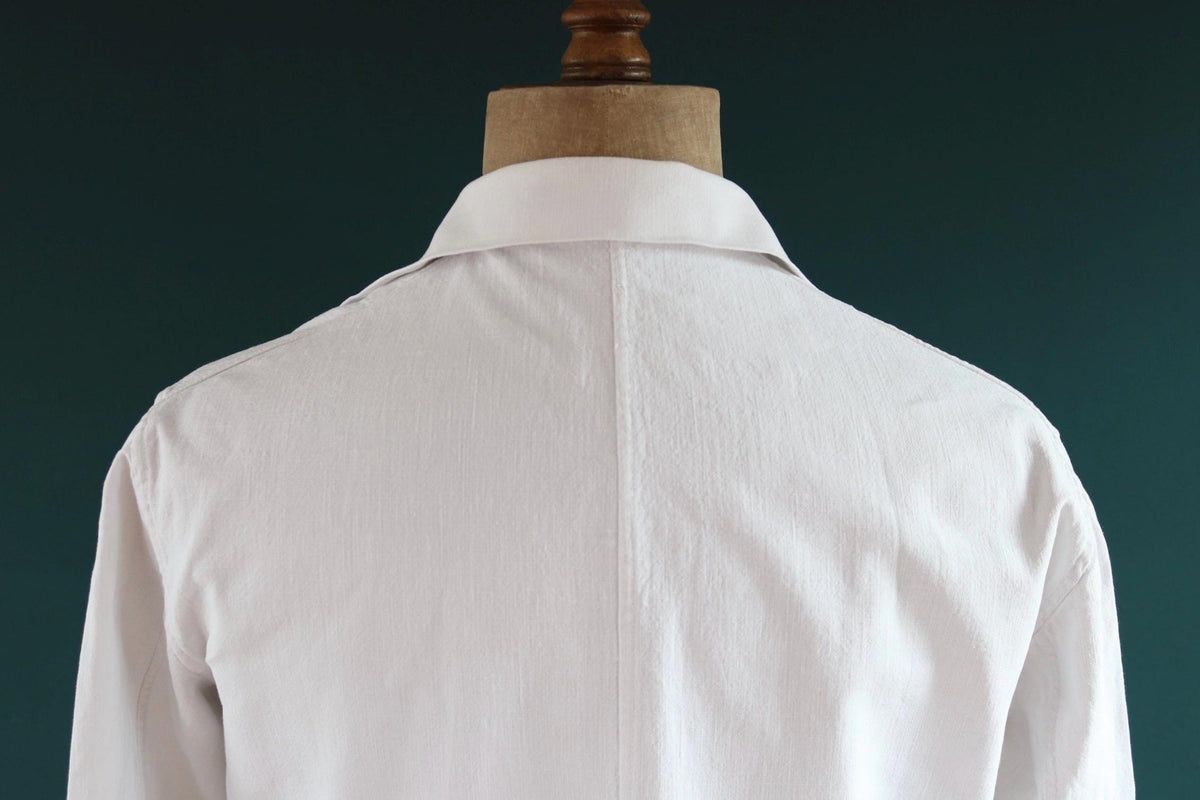 Vintage 1940s French linen workwear jacket - duster chore coat - overalls - 46” chest