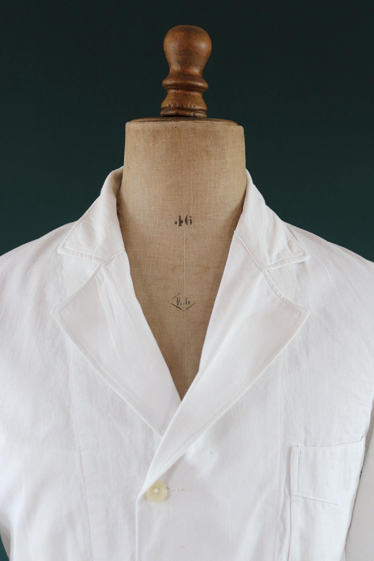 Vintage 1960s French white cotton workwear jacket - belted overalls - 44” chest