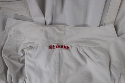 Vintage 1960s French white cotton workwear jacket - belted overalls - 44” chest