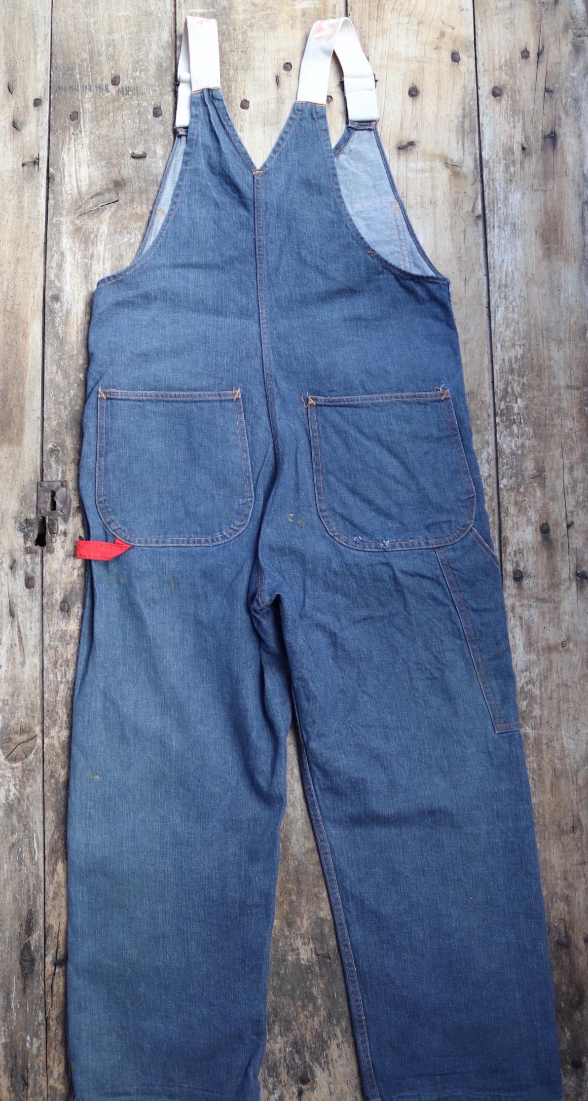 Vintage 1970s GWG denim overalls - workwear dungarees - chore bib and brace - 38” x 28”