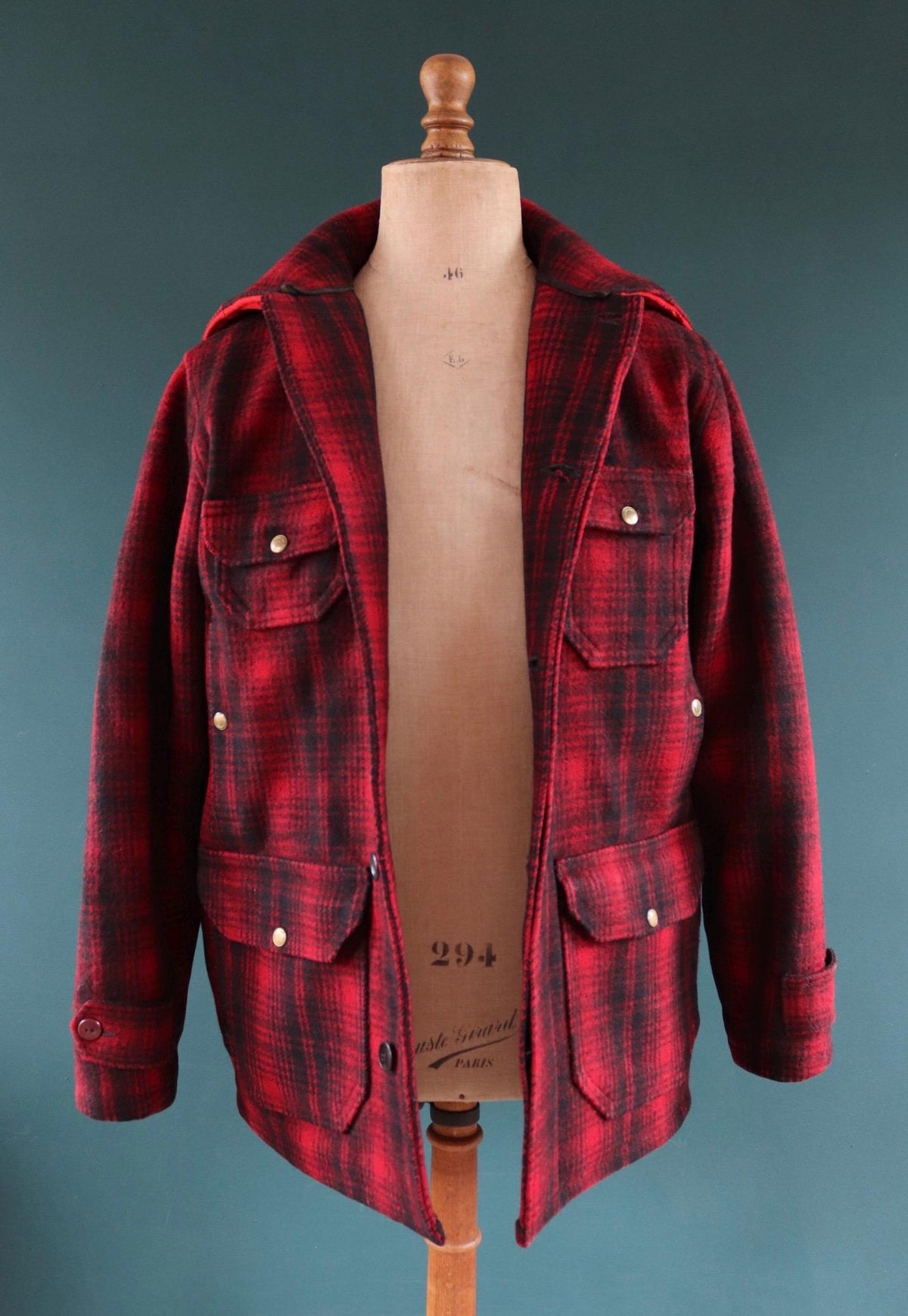 Vintage 1950s Woolrich plaid wool jacket - workwear mackinaw - hunting chore coat - 46” chest