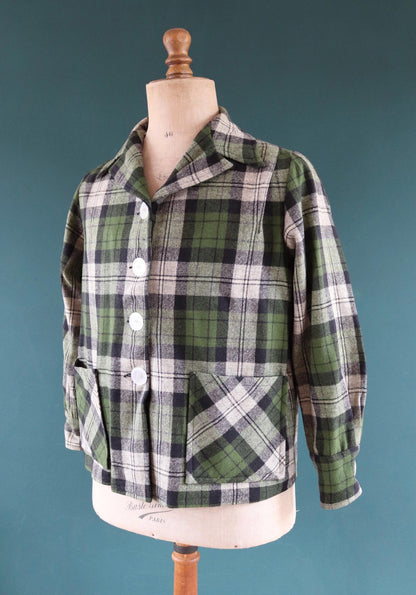 Vintage 1960s 49er jacket - autumn colours - 1950s plaid wool - 46" chest