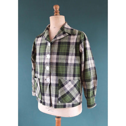 Vintage 1960s 49er jacket - autumn colours - 1950s plaid wool - 46" chest