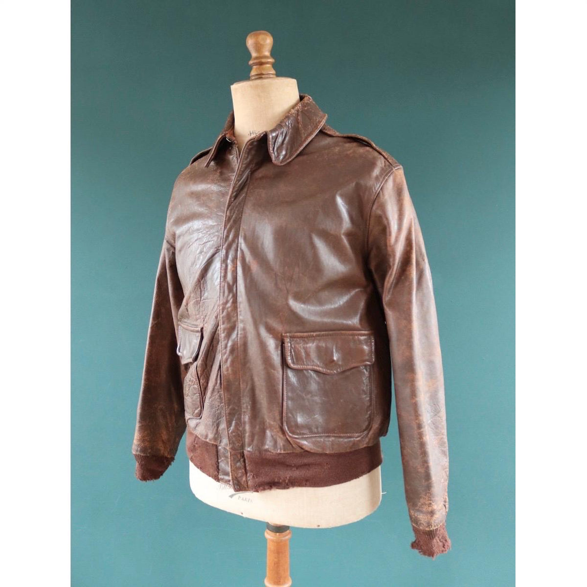 Vintage WW2 A-2 jacket - 1940s leather - Perry Sportswear - 46” chest
