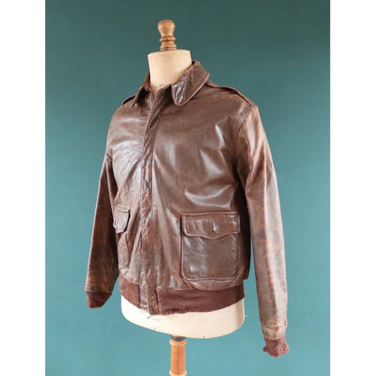 Vintage WW2 A-2 jacket - 1940s leather - Perry Sportswear - 46” chest