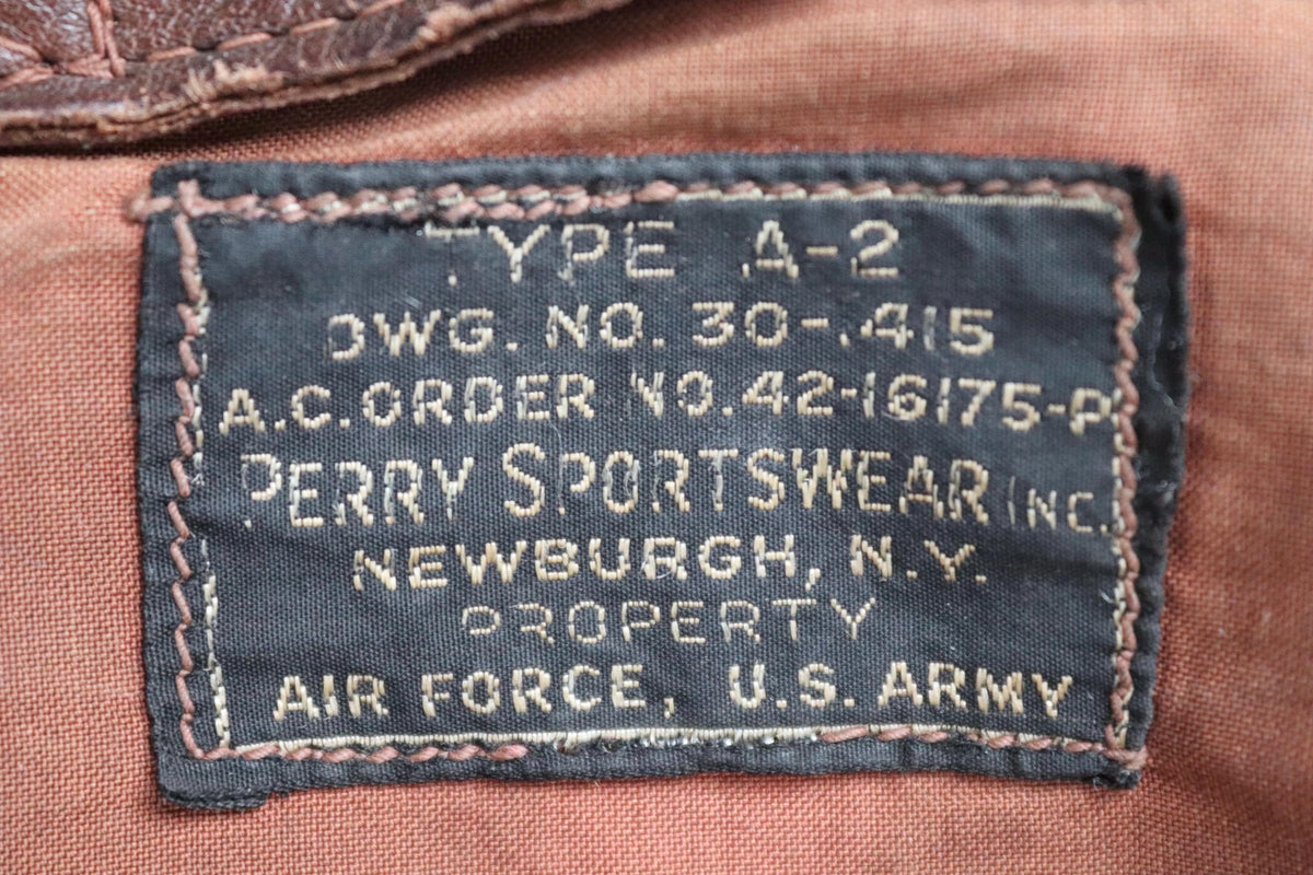Vintage WW2 A-2 jacket - 1940s leather - Perry Sportswear - 46” chest