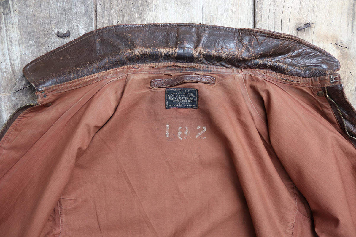 Vintage WW2 A-2 jacket - 1940s leather - Perry Sportswear - 46” chest