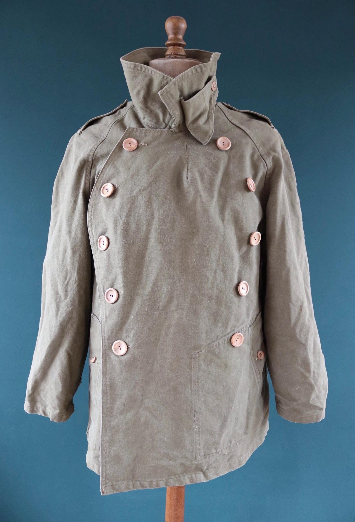 Vintage 1940s French M38 army jacket - WW2 motorcycle troops - double breasted bourgeron - 49” chest