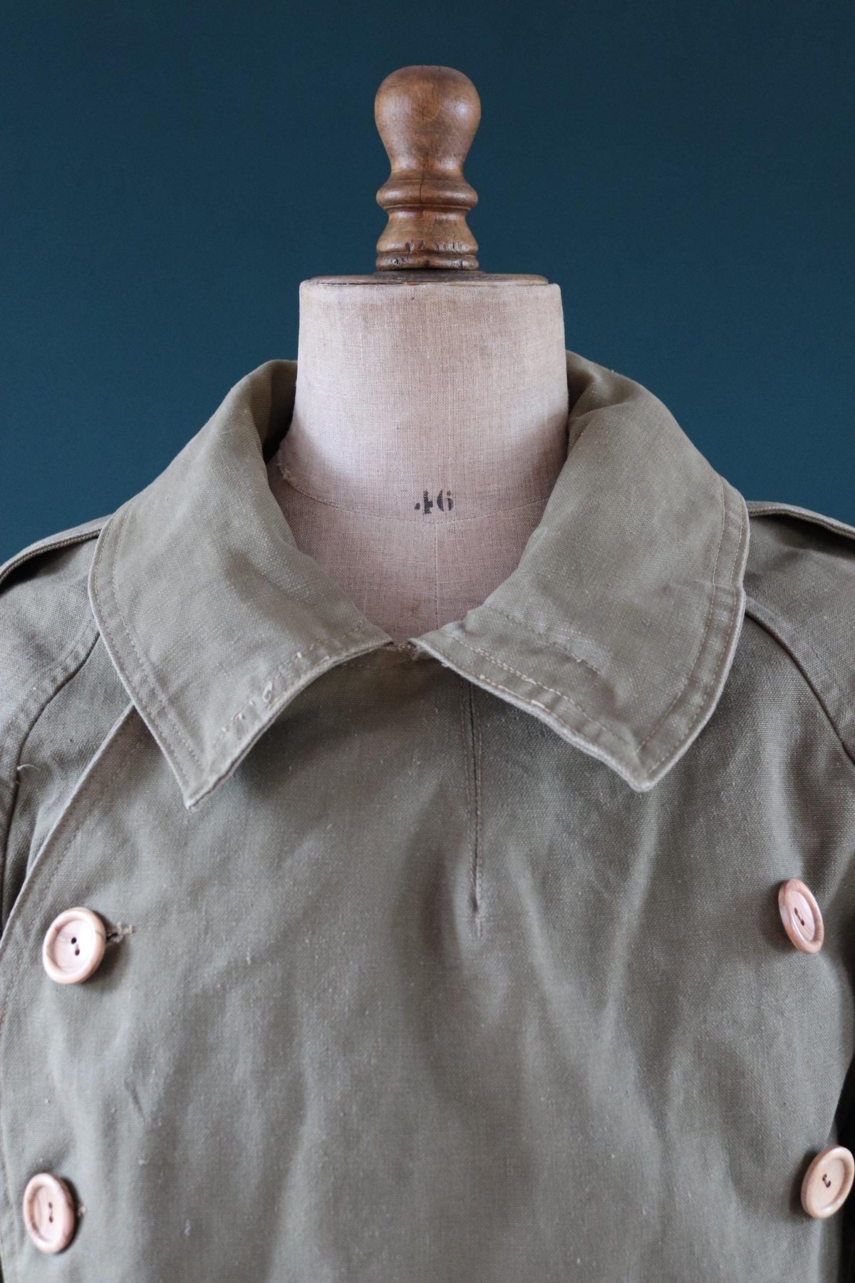 Vintage 1940s French M38 army jacket - WW2 motorcycle troops - double breasted bourgeron - 49” chest