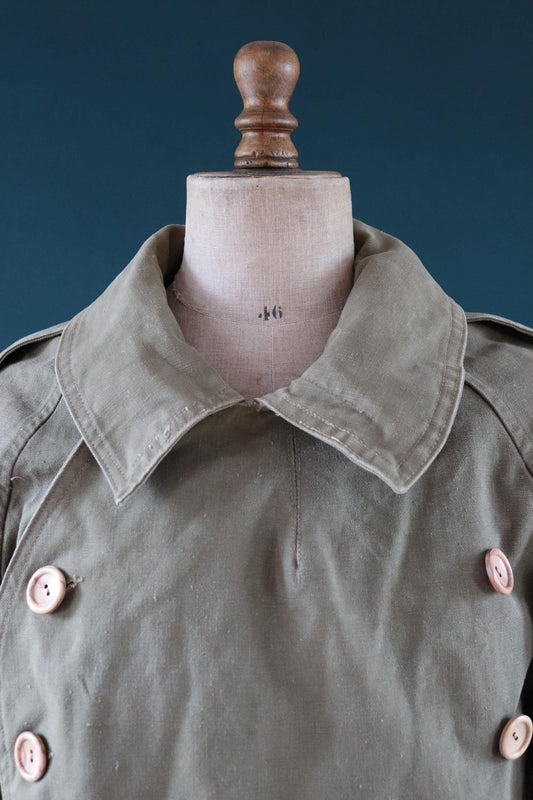 Vintage 1940s French M38 army jacket - WW2 motorcycle troops - double breasted bourgeron - 49” chest