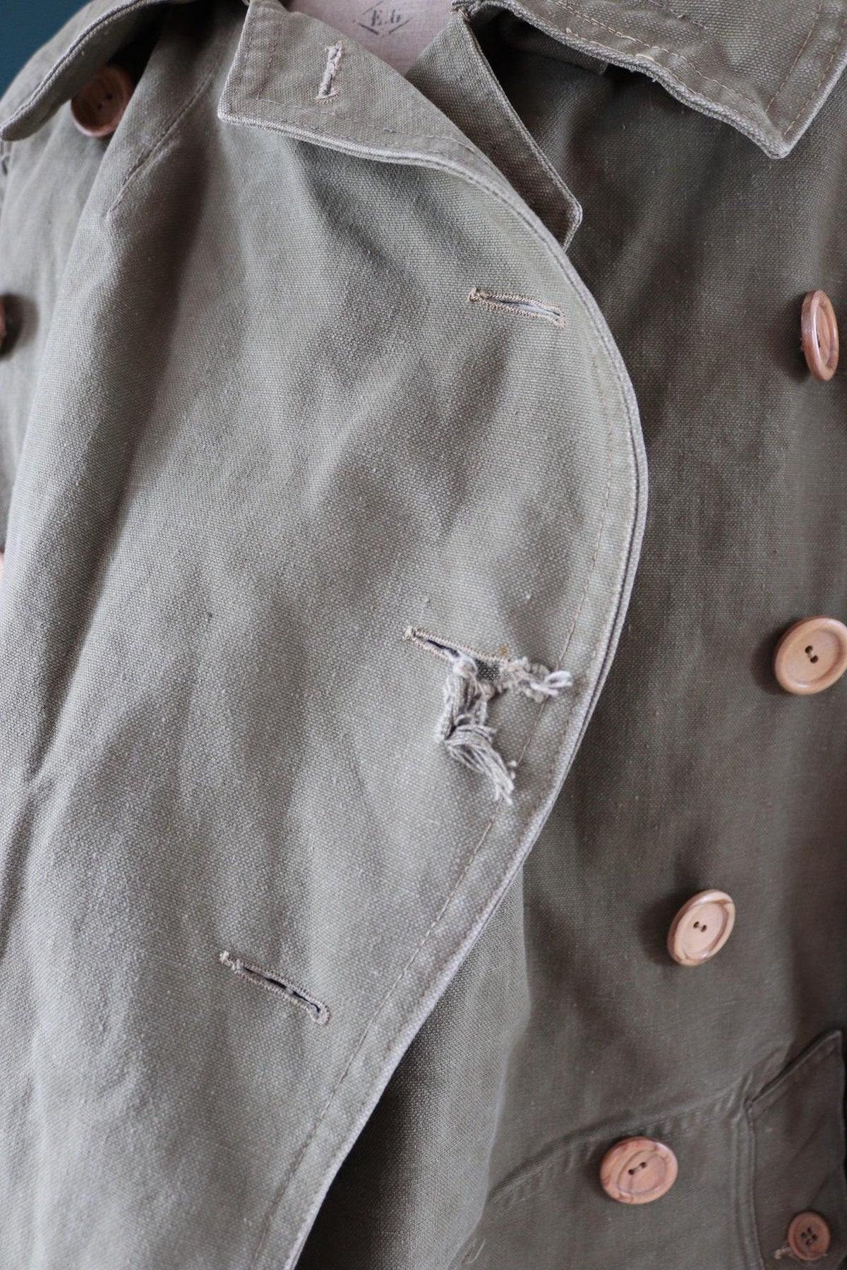 Vintage 1940s French M38 army jacket - WW2 motorcycle troops - double breasted bourgeron - 49” chest