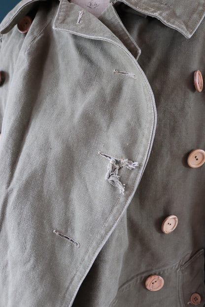 Vintage 1940s French M38 army jacket - WW2 motorcycle troops - double breasted bourgeron - 49” chest