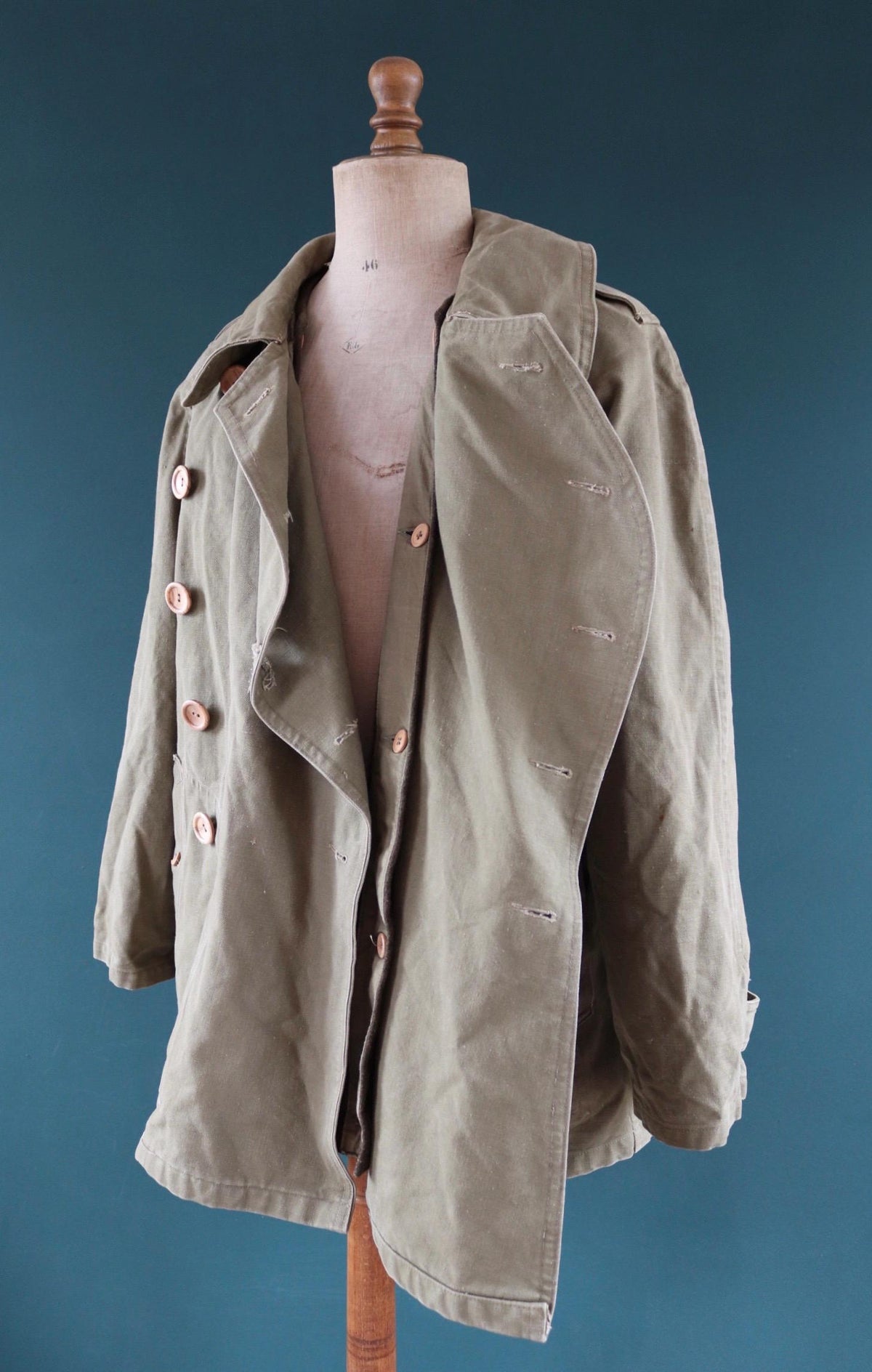 Vintage 1940s French M38 army jacket - WW2 motorcycle troops - double breasted bourgeron - 49” chest