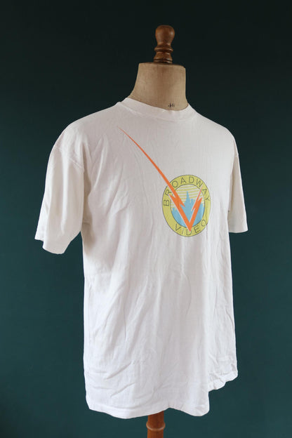 Vintage 1990s t shirt - single stitch - video store print - 44” chest