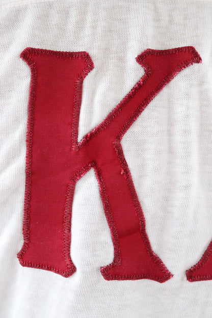 Vintage 1950s durene t shirt - sportswear top - Greek letters - chain stitch - 39" chest