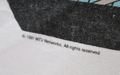 Vintage 1990s MTV t shirt - single stitch - skyscraper print - 45” chest