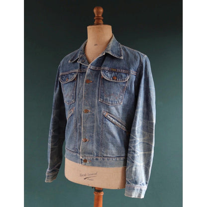 Vintage 1970s Wrangler denim jacket - selvedge workwear - whisker fades - 42" chest