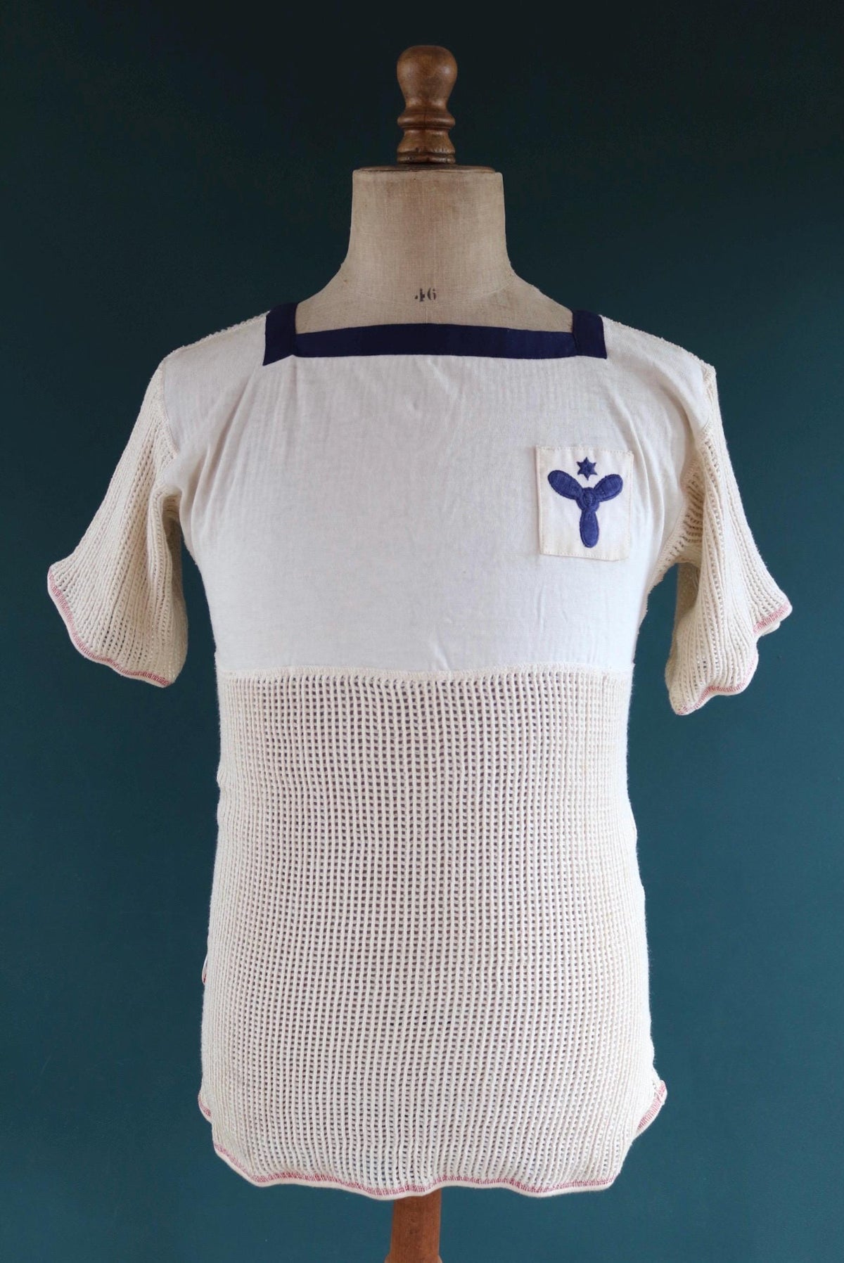Vintage 1950s Danish Navy string vest - naval shirt - 40" chest