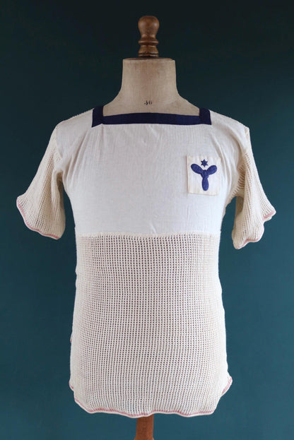 Vintage 1950s Danish Navy string vest - naval shirt - 40" chest