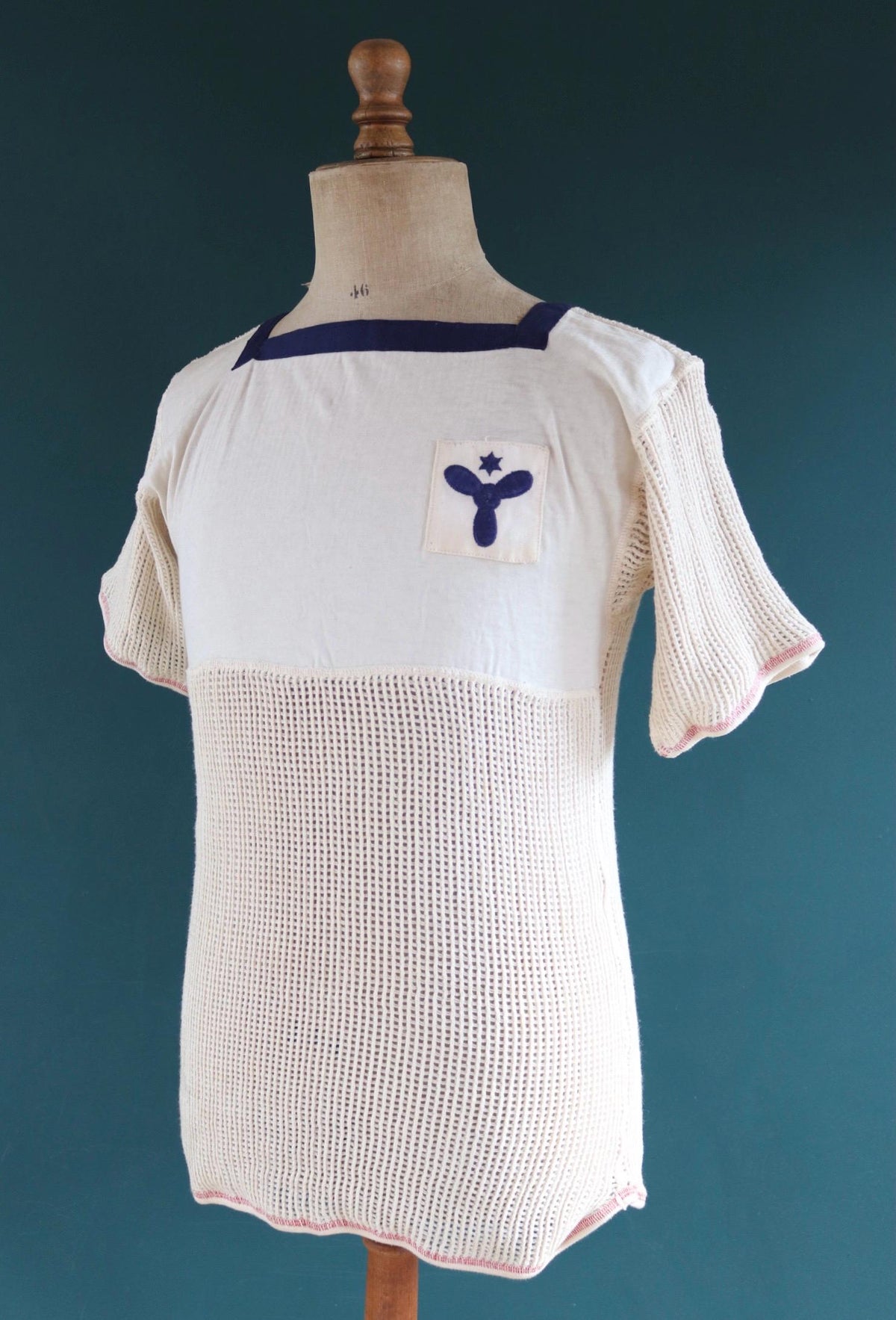 Vintage 1950s Danish Navy string vest - naval shirt - 40" chest