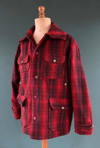 Vintage 1950s Woolrich plaid wool jacket - workwear mackinaw - hunting chore coat - 50” chest