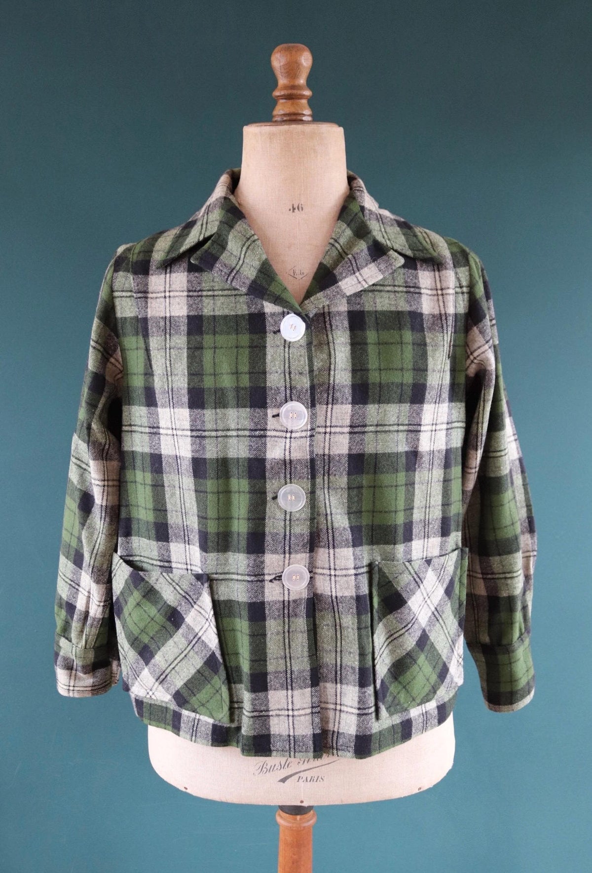 Vintage 1960s 49er jacket - autumn colours - 1950s plaid wool - 46" chest