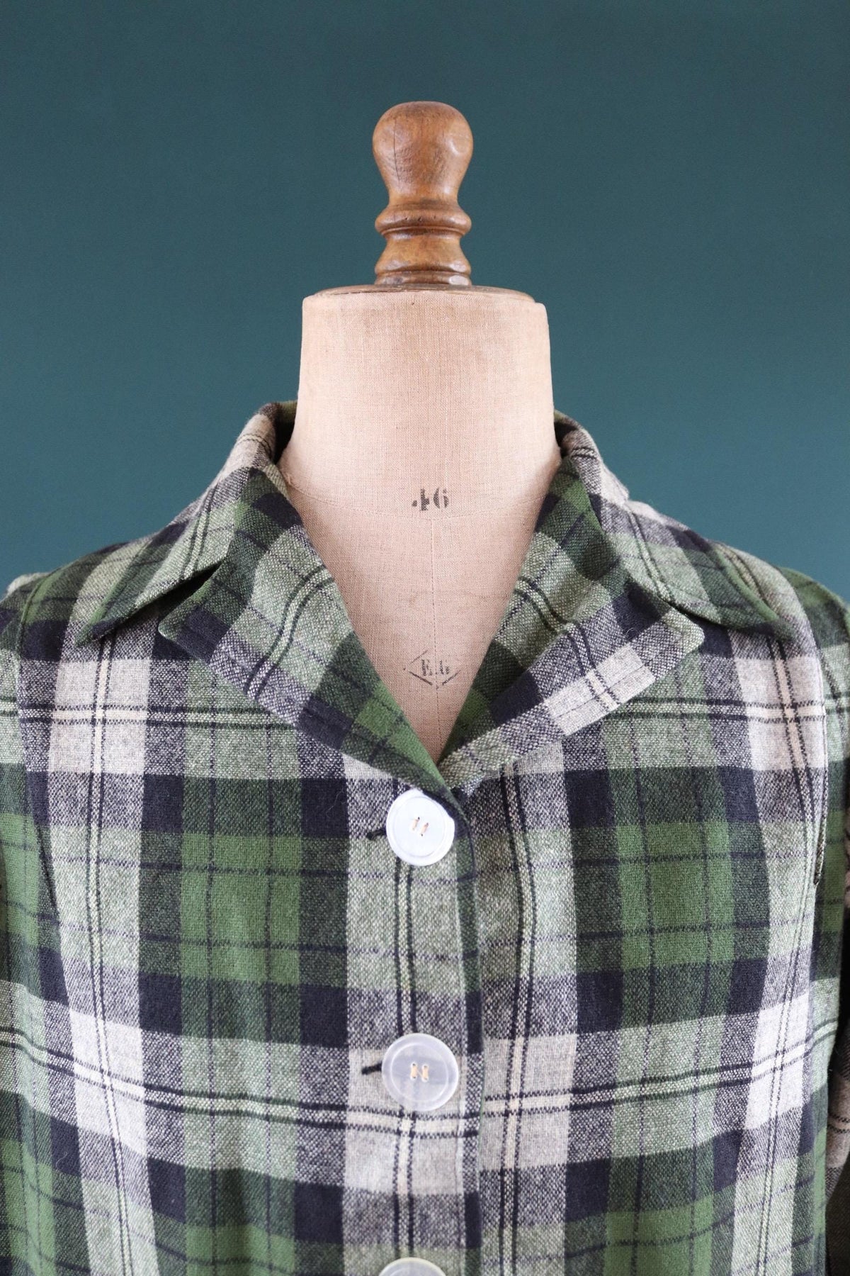 Vintage 1960s 49er jacket - autumn colours - 1950s plaid wool - 46" chest
