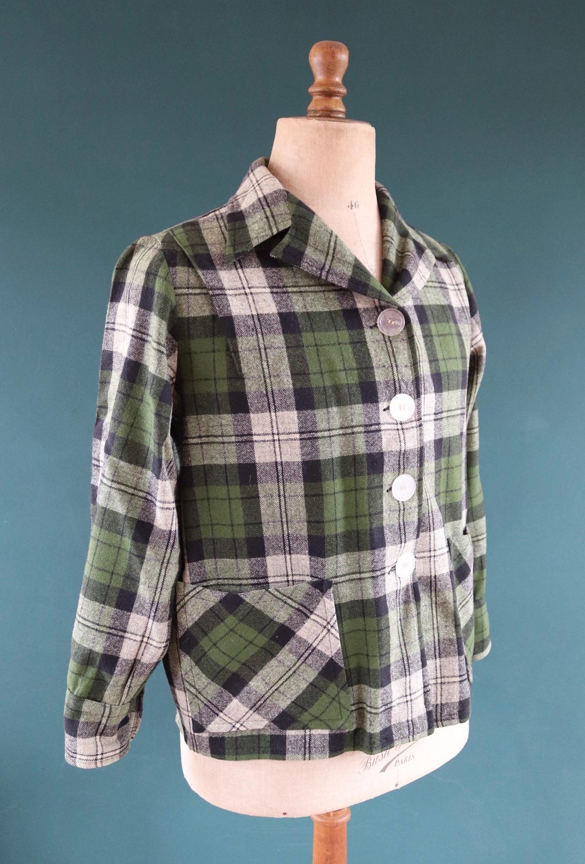Vintage 1960s 49er jacket - autumn colours - 1950s plaid wool - 46" chest
