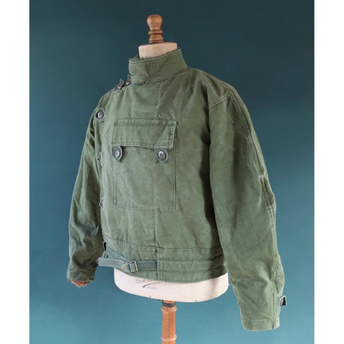 Vintage 1960s Swedish motorcycle jacket - green cotton canvas - military despatch rider - 52” chest - motorjacka
