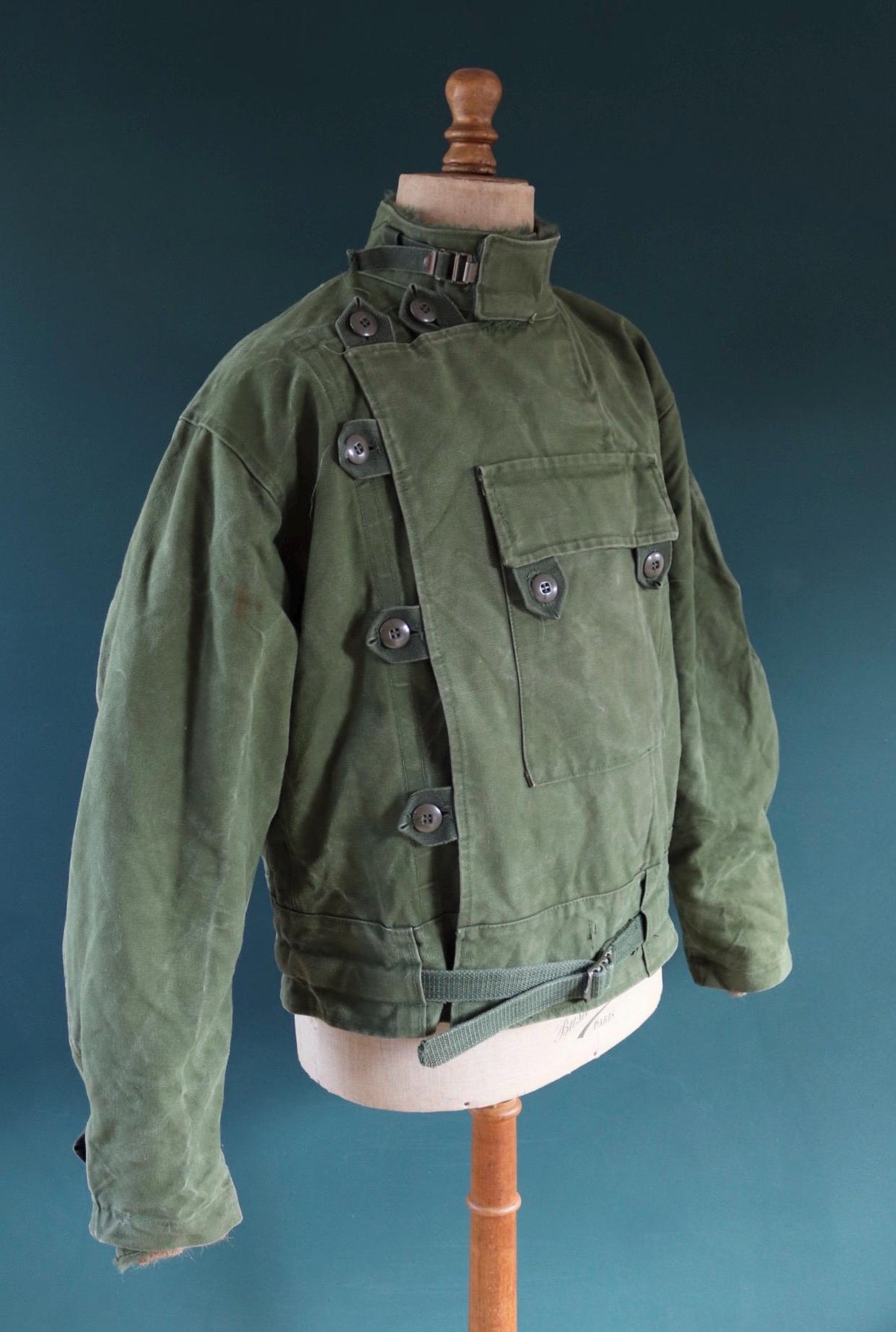 Vintage 1960s Swedish motorcycle jacket - green cotton canvas - military despatch rider - 52” chest - motorjacka