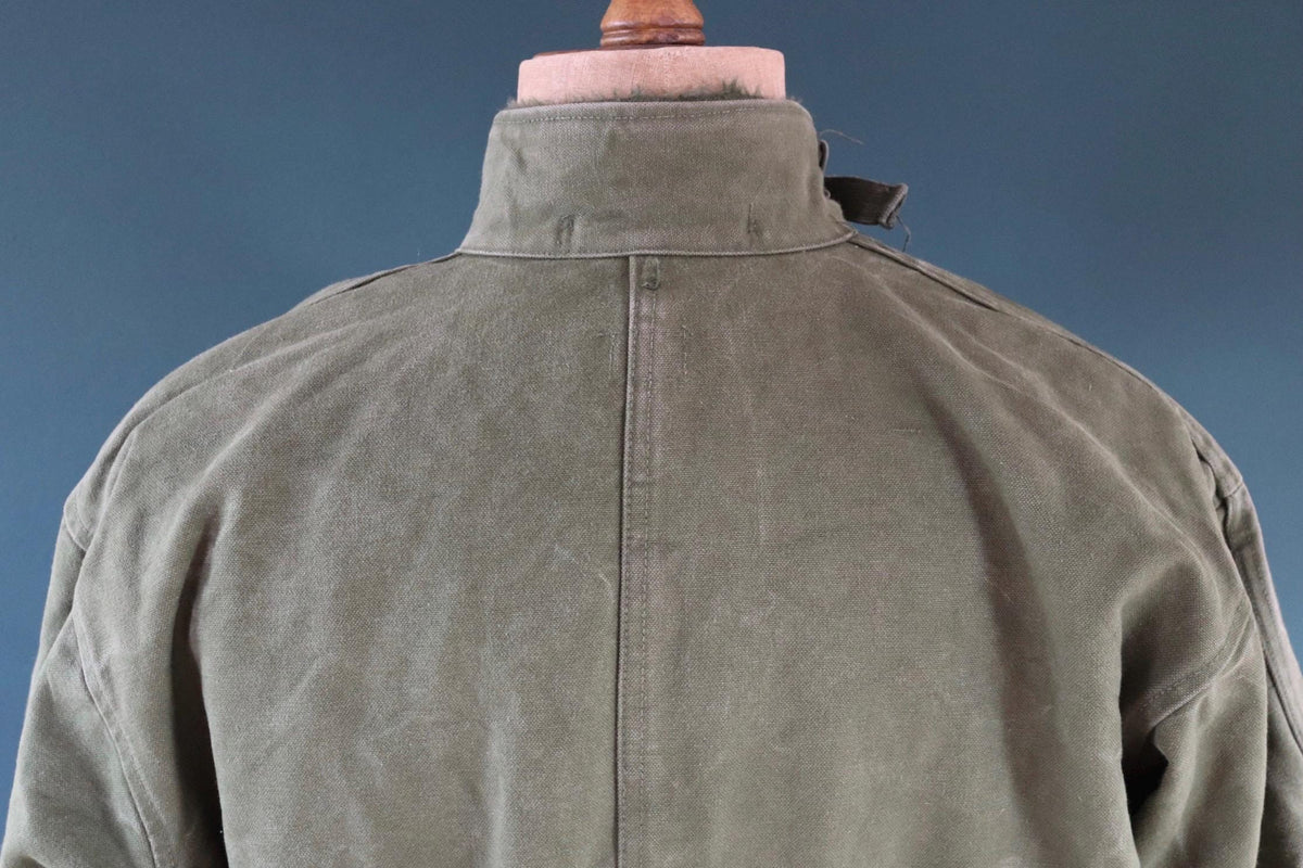 Vintage 1960s Swedish motorcycle jacket - green cotton canvas - military despatch rider - 52” chest - motorjacka